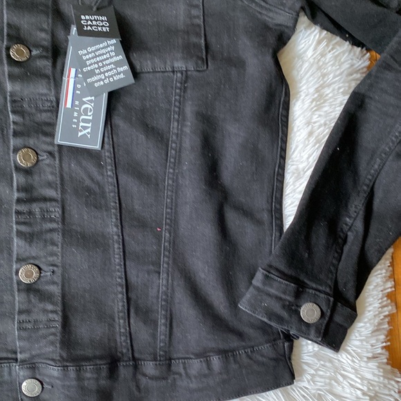 New Si Tu Veux black denim jacket, size L - Picture 6 of 11